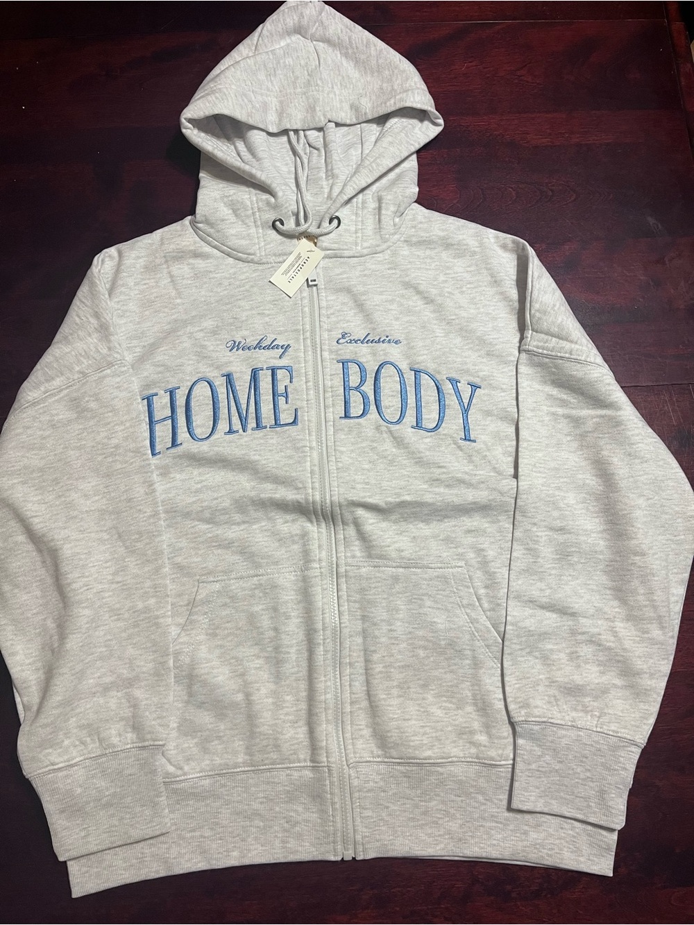 Aeropostale Light Gray Zip Hoodie with Drawstring